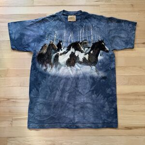 Vintage The Mountain Shirt Mens Medium Horses Tie Dye 90s Nature 1999 Animals